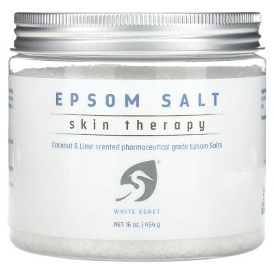 White Egret Epsom Salt, Skin Therapy, Coconut & Lime, 16 oz (454 g)
