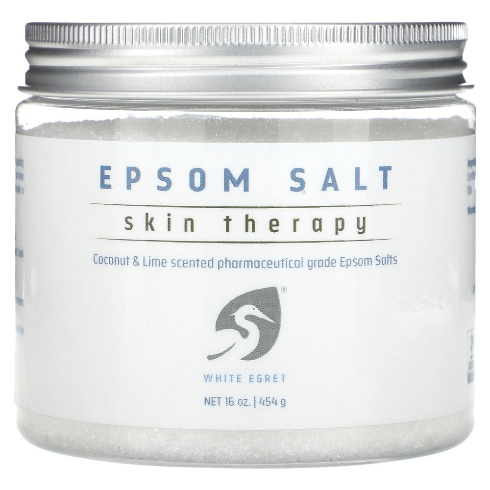 White Egret Epsom Salt, Skin Therapy, Coconut & Lime, 16 oz (454 g)