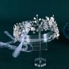 Jovbridsea Bride Rhinestone Hair Accessories with Flower Headband Silver Crystal Wedding Headpieces for Women and Girls view 3