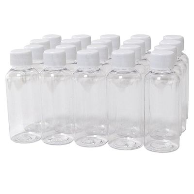 100pcs 60ml Mini Travel Plastic Empty Bottle with White Plastic Cover Tiny Jars Cosmetic Container Travel Kit Empty Refillable Bottles Jars