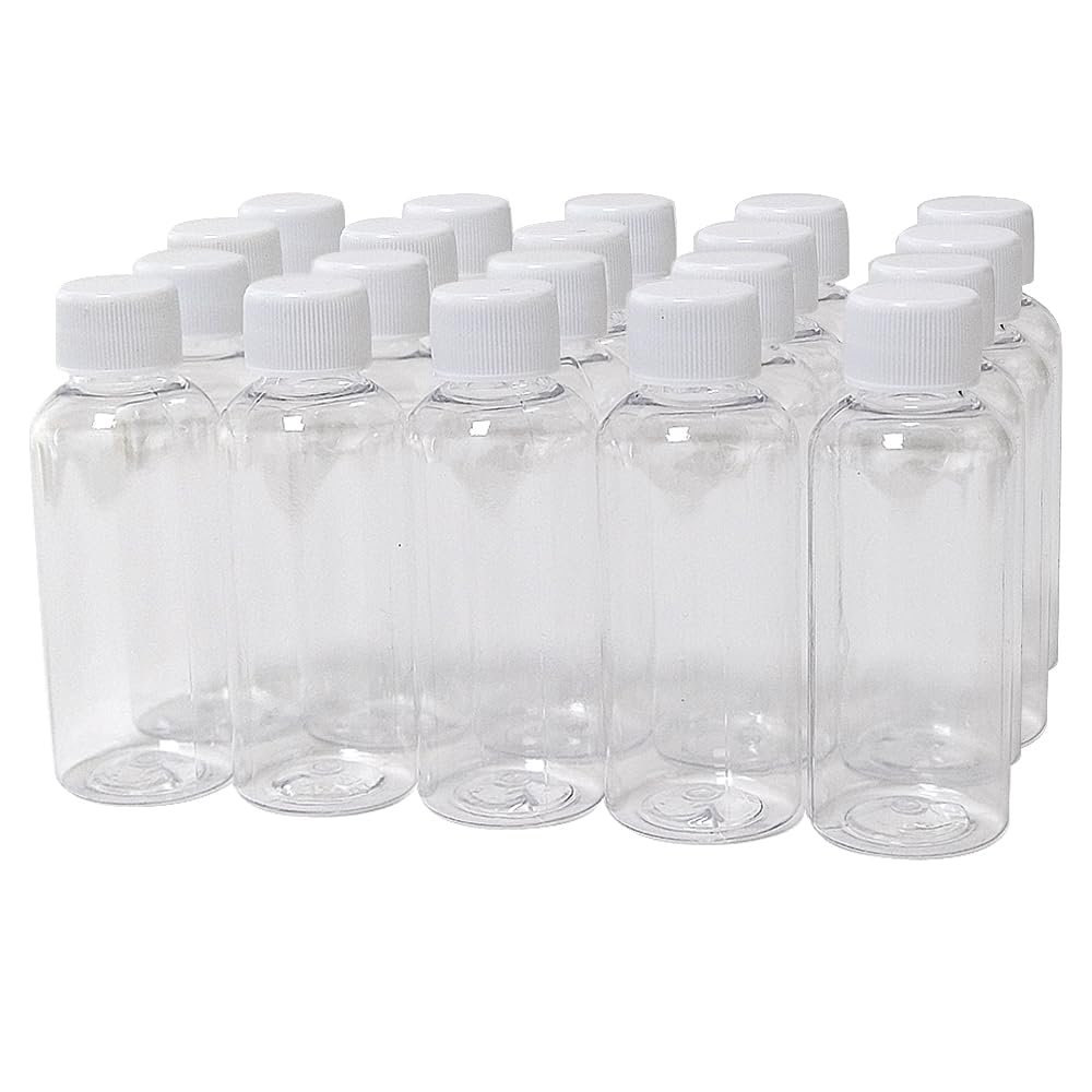 100pcs 60ml Mini Travel Plastic Empty Bottle with White Plastic Cover Tiny Jars Cosmetic Container Travel Kit Empty Refillable Bottles Jars