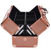 CKSEKD Portable Makeup Train Box, High Security Lockable Makeup Storage Box With Sliding Tray With Divider, Multifunctional Large Capacity Makeup Artist Storage Box,Gold view 3