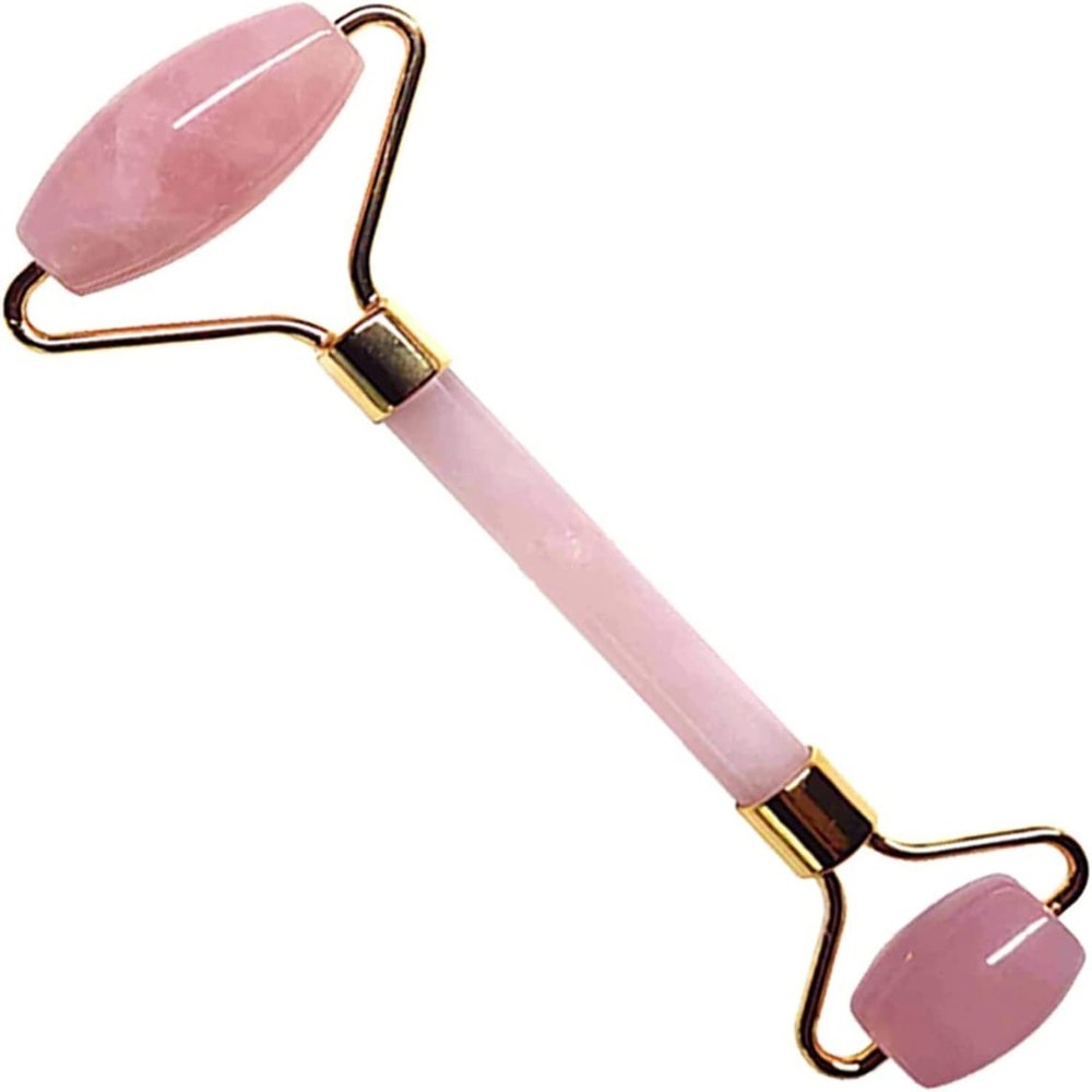 BAKYAR Gua sha Scraper Board Rose Quartz Face Thin Massager Natural Stone Guasha Board Jade Roller Pink Crystal Facial Scraper Jade Facial Roller Set Massage Tool Set (Color : Only 1 Roller)
