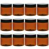 TUZAZO 2 Oz Amber Plastic Cosmetic Jars Leak Proof Small Container with lids for Cream, Lotion, Powder, Ointments, Beauty Products, 12 Pcs view 1
