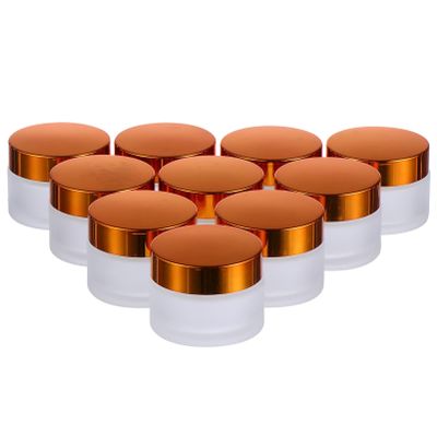 DOITOOL Frosted Glass Cream Dispenser Bottles 10pcs Small Jars Makeup Dispenser Storage Pump Jar for Cosmetics