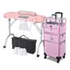 BYOOTIQUE 2in1 Nail Polish Organizer Rolling Makeup Train Case Manicure Cosmetic Trolley Travel Organizer Nail Case with Clear Lid Extendable Trays 4 removable wheels 54 Slots view 1