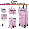 BYOOTIQUE 2in1 Nail Polish Organizer Rolling Makeup Train Case Manicure Cosmetic Trolley Travel Organizer Nail Case with Clear Lid Extendable Trays 4 removable wheels 54 Slots view 2