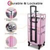 BYOOTIQUE 2in1 Nail Polish Organizer Rolling Makeup Train Case Manicure Cosmetic Trolley Travel Organizer Nail Case with Clear Lid Extendable Trays 4 removable wheels 54 Slots view 3