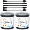 HOMEFOX Black Cotton Swabs Spiral Pointed - 400 Count Organic Cotton Buds Charcoal Gothic Double Side Tightly Wrapped Precision Cotton Tips Paper Stick Soft Gentle Lint-Free, Spiral & Pointy (Black) view 1