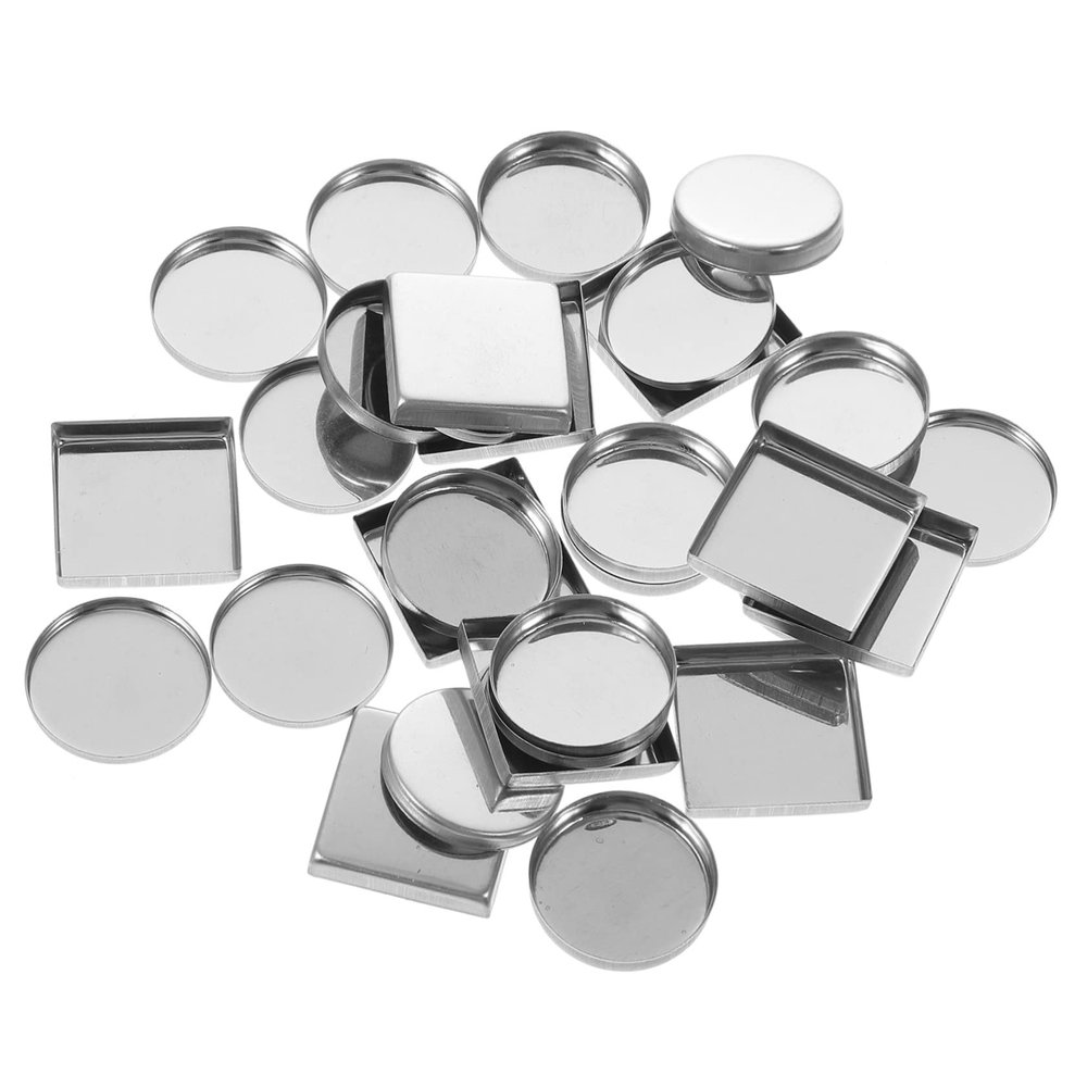 DOITOOL 30pcs Empty Square Round Metal Eyeshadow Pans Makeup Palette Accessory for Travel Present