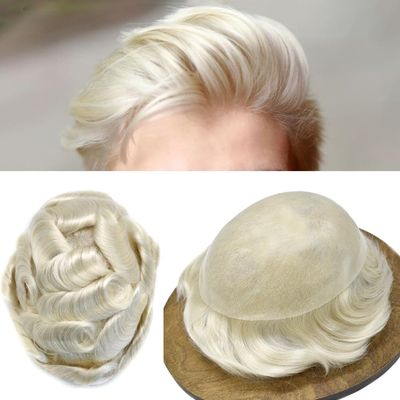 Mens Toupee Full Poly Mens Hair System Human Hair Durable Toupee for Men Hair Replcement System All PU Injection Hairpiece For Men8"X10"#60RY All Gray-120% density