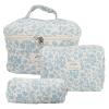 3Pcs Floral Quilted Makeup Bag, Aesthetic Makeup Bag Coquette Makeup Bag Set, Large Capacity Travel Cosmetic Bags for Women Girls (Orchid) view 1