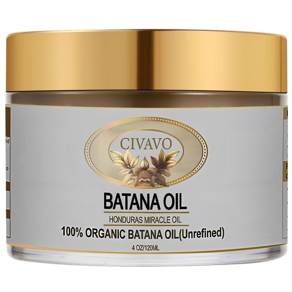Civavo Organic Batana Oil Hair Mask - 100% Pure Nourishing Pressed Oil for Anti-Hair Loss, Repairs Damaged Hair & Skin (4 oz)