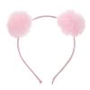 LOGOFUN Pompom Ball Headband Fluffy Ball Hairhoop Plush Cat Ears Hairbands for Women Girls Halloween Christmas Cosplay Party Costume Accessories - Pink 6.6X5.1X2.3in view 1
