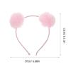 LOGOFUN Pompom Ball Headband Fluffy Ball Hairhoop Plush Cat Ears Hairbands for Women Girls Halloween Christmas Cosplay Party Costume Accessories - Pink 6.6X5.1X2.3in view 2