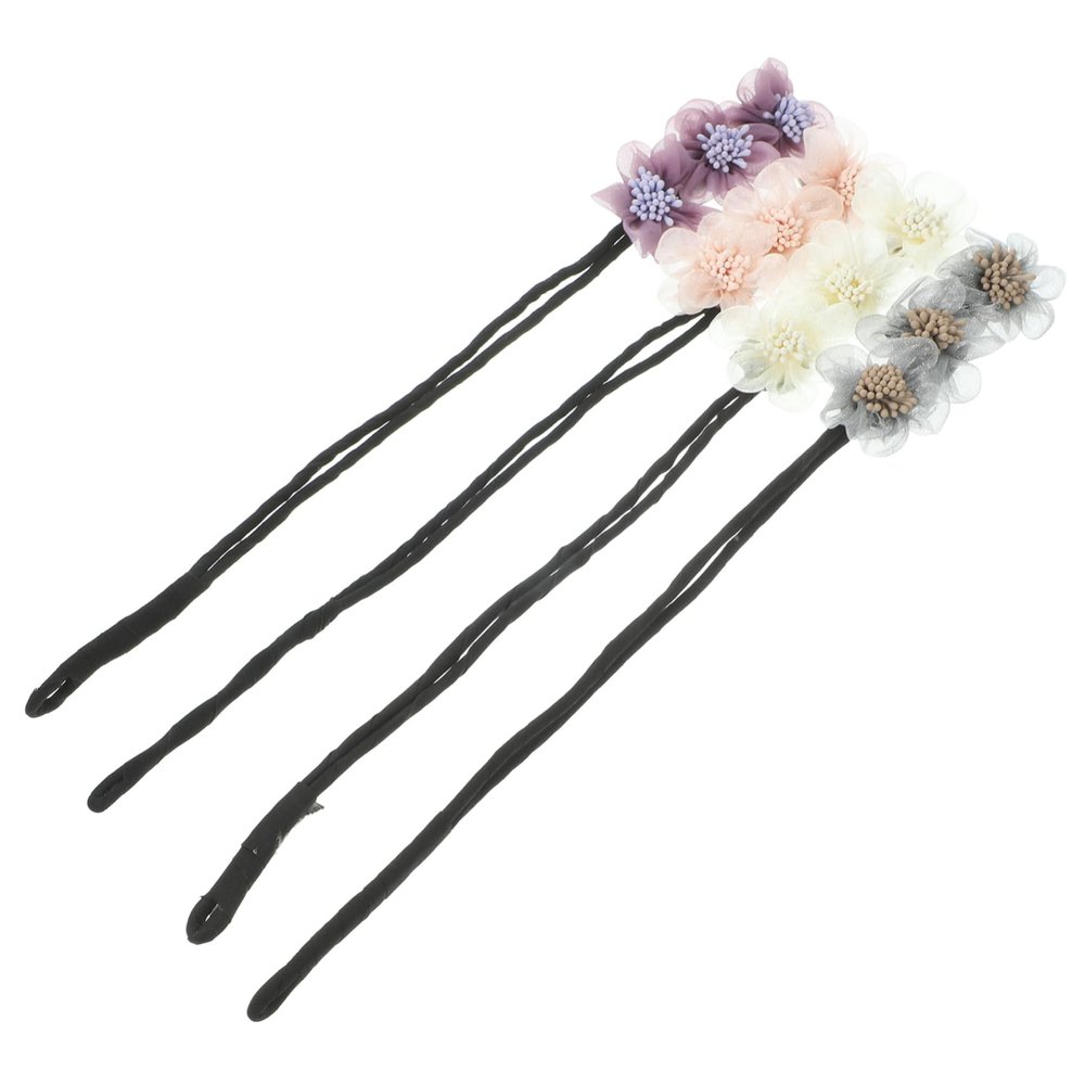 DOITOOL 4pcs Flower Hair Bun Maker Elegant Accessories for Women Versatile Styling Tools for Various Hairstyles Includes Floral Designs