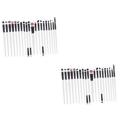 Beavorty 40pcs Portable Eye Makeup Brush Set Bristles Eyeliner Eyeshadow Brushes Plastic Handles for Daily Use for Beginners and Makeup Enthusiasts White and Black