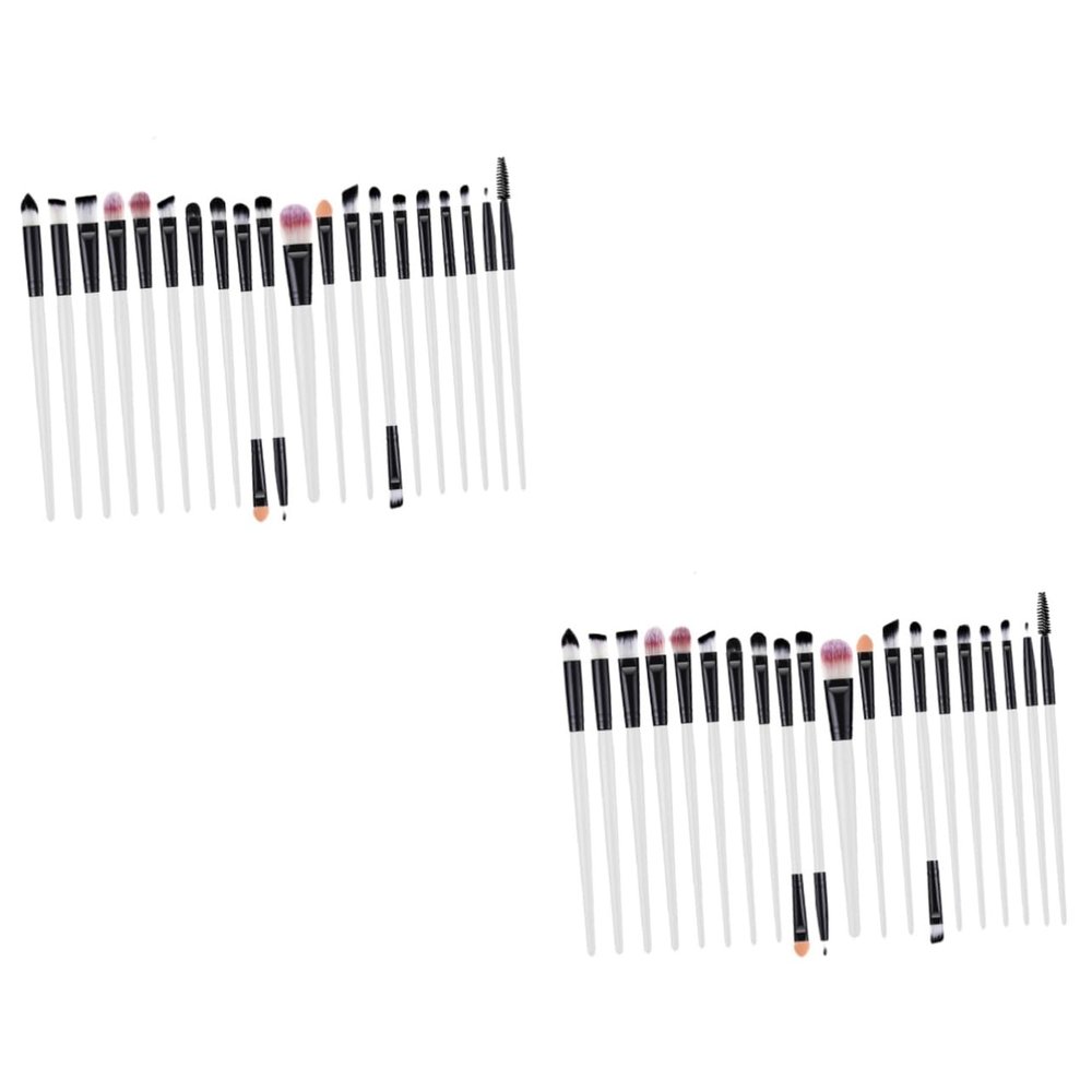 Beavorty 40pcs Portable Eye Makeup Brush Set Bristles Eyeliner Eyeshadow Brushes Plastic Handles for Daily Use for Beginners and Makeup Enthusiasts White and Black