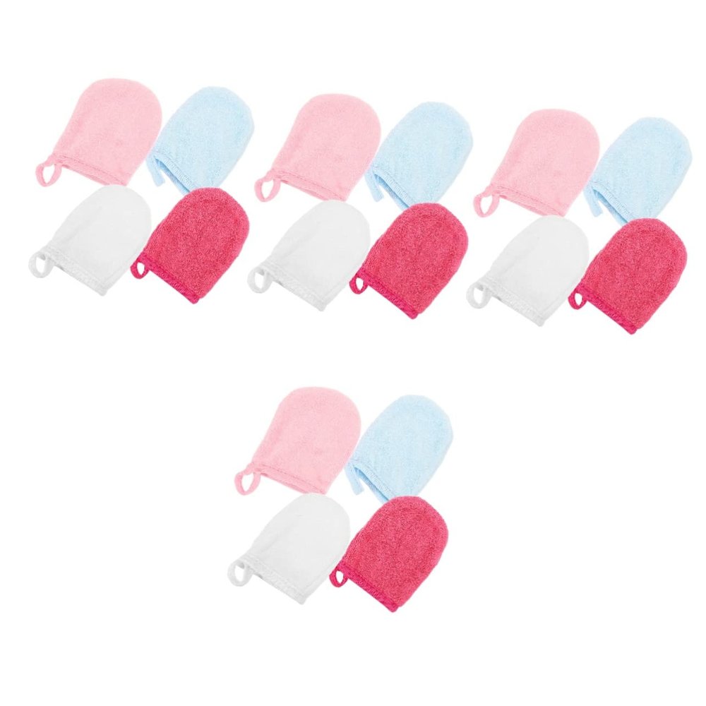DOITOOL 16pcs Makeup Remover Mitts Reusable Cleaning Gloves Face Cleaning Mitts for Oil Cleanser Face