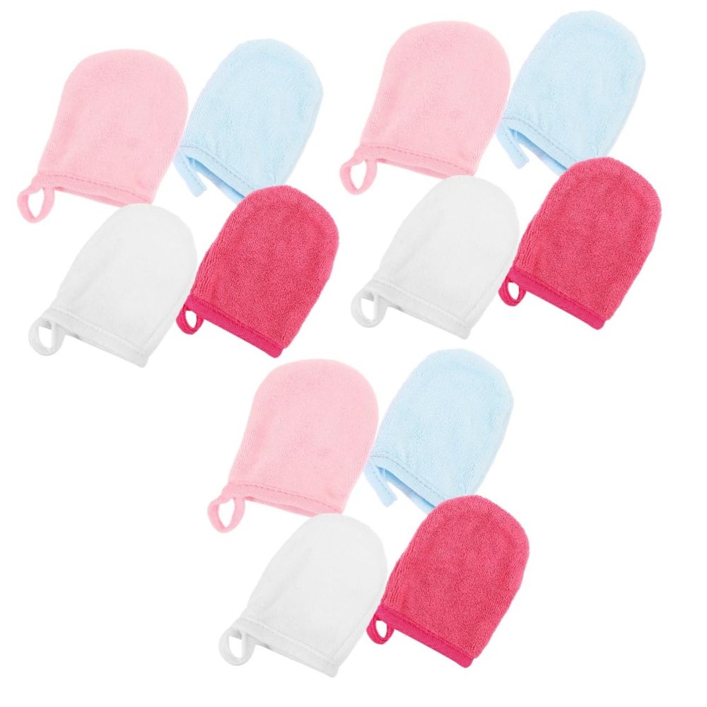 DOITOOL 12pcs Face Cleaning Gloves Fine Workmanship Reusable Facial Gloves for Makeup Removal Overnight Lotion Portable Makeup Remover Mitts