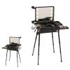 Makeup Train Case Professional Cosmetics Rolling Organizer Aluminum Frame and Folding Trays, Large Storage Cosmetic Trolley, Makeup Box with Mirror for Makeup Artist, Makeup Tools (Size : B(with shel view 1