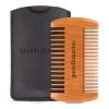 GUARD&MARINE Wooden Beard & Mustache Comb with Fine and Coarse Teeth - Pocket Size - Ideal for Use with Balms and Oils. Stylish and Convenient with a PU Leather Case (brown) view 1