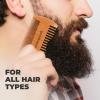 GUARD&MARINE Wooden Beard & Mustache Comb with Fine and Coarse Teeth - Pocket Size - Ideal for Use with Balms and Oils. Stylish and Convenient with a PU Leather Case (brown) view 2