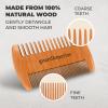 GUARD&MARINE Wooden Beard & Mustache Comb with Fine and Coarse Teeth - Pocket Size - Ideal for Use with Balms and Oils. Stylish and Convenient with a PU Leather Case (brown) view 3