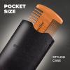 GUARD&MARINE Wooden Beard & Mustache Comb with Fine and Coarse Teeth - Pocket Size - Ideal for Use with Balms and Oils. Stylish and Convenient with a PU Leather Case (brown) view 4