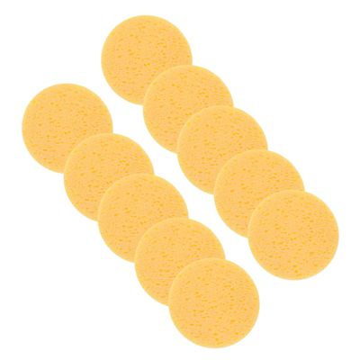 balacoo 10pcs Wood Pulp Facial Cleaning Sponges for Makeup Removal Natural Compress Cosmetic Yellow for All Skin Types