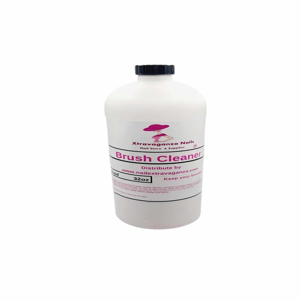 Extravaganza Nails Liquid Brush Cleaner Solution 32oz Limpia Pinceles liquido, pink