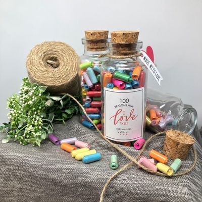 100 reasons why I love you Message in a Bottle Love Notes thoughtful Gifts for him cute gifts for her daily dose of love valentine's day Customize your notes (Custom Notes No Gift Wrap)