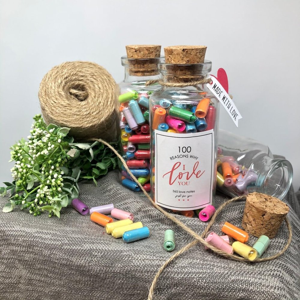 100 reasons why I love you Message in a Bottle Love Notes thoughtful Gifts for him cute gifts for her daily dose of love valentine's day Customize your notes (Custom Notes No Gift Wrap)