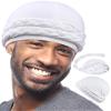 Babalet Halo Turban for Men Women Satin Lined Durag Skull Cap Pre-Tied Handmade Braids Tail Beanie Sleeping Bonnet,White view 1