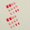 24Pcs Spring Square Press on Nails Red Short Fake Nails CEWEWP Full Cover Flower Designs Stick on Nails Colorful Summer False Nails Red Glossy Acrylic Nails for Women and Girls view 2