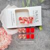 24Pcs Spring Square Press on Nails Red Short Fake Nails CEWEWP Full Cover Flower Designs Stick on Nails Colorful Summer False Nails Red Glossy Acrylic Nails for Women and Girls view 4