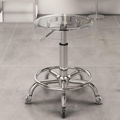 Acrylic Rolling Stool, Swivel Stool Chair, Adjustable Salon Stool with Wheels for Shop Medical Office Spa Kitchen Message Tattoo Work (Color : Clear c, Size : 42-51cm/17-20)