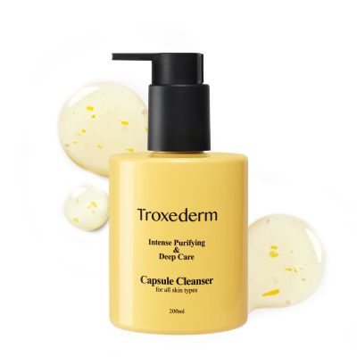 TROXEDERM Collagen Capsule Cleanser  Korean Gel Face Wash with Peptides, Niacinamide & Troxerutin, Hydrating Daily Facial Cleanser & Makeup Remover, Gentle K-Beauty Skincare, 6.76 fl oz