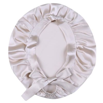 BaronHong 100% Mulberry Silk Sleep Cap Women Hair Care,Natural Momme Silk Night Bonnet Adjustable Ribbons,Smooth Soft(Beige,M)