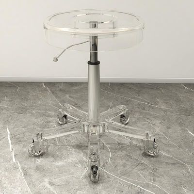 Rolling Stool with Wheels, Acrylic Swivel Stool Chair Heavy Duty Stool for Shop Guitar Lab Tattoo Workbench Medical, Adjustable Swivel Stool Chair (Color : Clear, Size : Crystal casters)