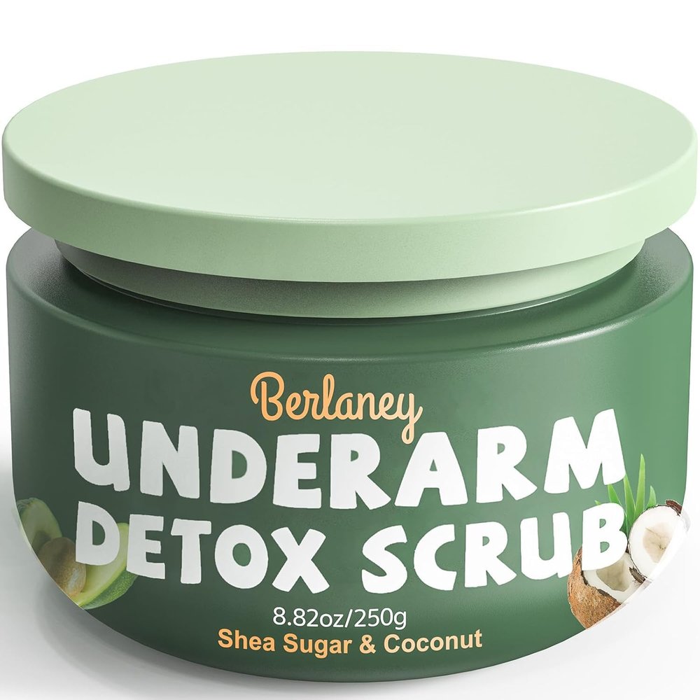 Berlaney Armpit Detox and Scrub with Shea Butter and Coconut 8.82oz-Exfoliating Scrub with Natural Ingredients for Removing Odor, Deep Cleansing and Exfoliating, also for Legs, Knee, Feet, Hands, Body