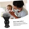 Balacoo 3pcs Foam Beard Brush Badger Shave Cream Brush Facial Hair Brush Hair Removal Brush Round Shape Beard Brush Hair Brush Cleaner Tool Nursing Two-color Accessories Wooden Handle Man view 2