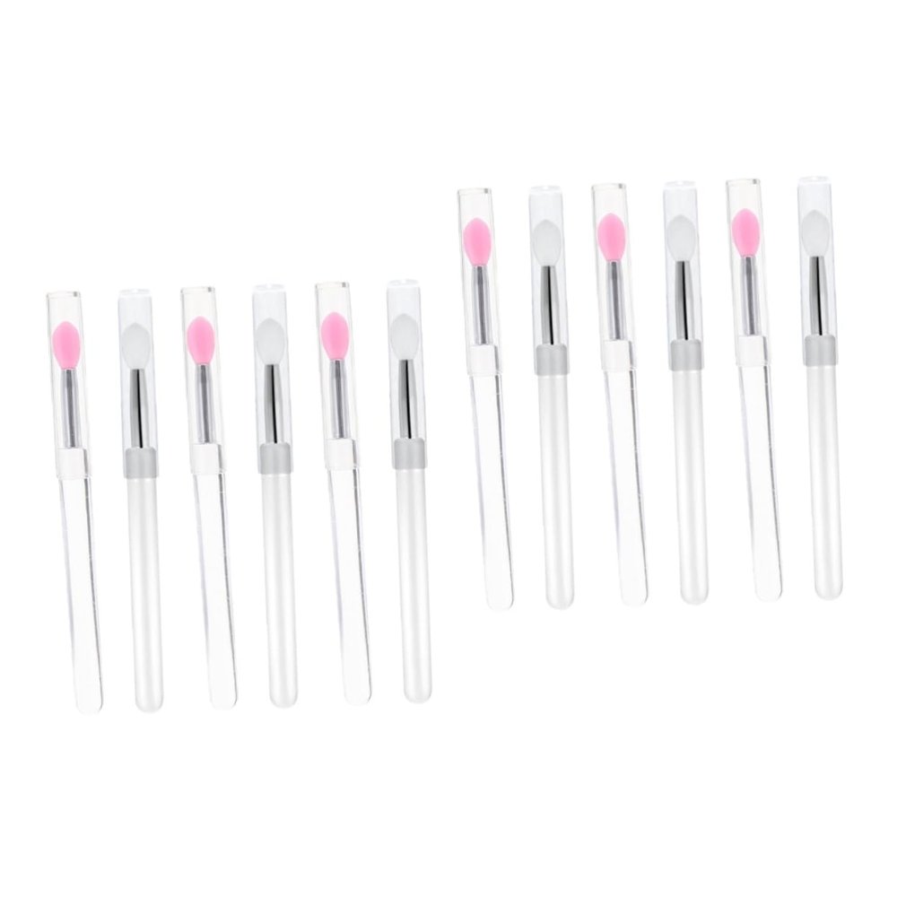 Balacoo 12 Pcs Silicone Lip Brush with Lid Makeup Lip Lip Mask Brush Lidded Creme Eyeshadows Cream Eye Shadow Lip Gloss Brush Silicone Lip Mask Spoons Silica Gel Cosmetics Lips, 10.7x0.8cm