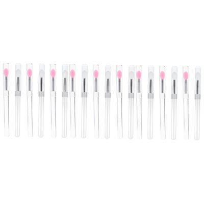 Balacoo 18 Pcs Silicone Lip Brush with Lid Lipstick Brush Pp Transparent Plastic Handle Small, 10.7x0.8cm