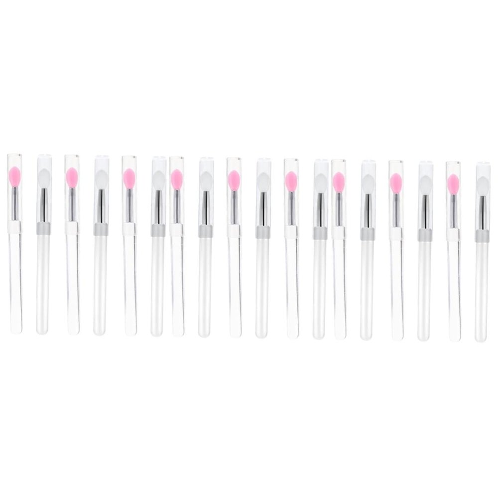 Balacoo 18 Pcs Silicone Lip Brush with Lid Lipstick Brush Pp Transparent Plastic Handle Small, 10.7x0.8cm