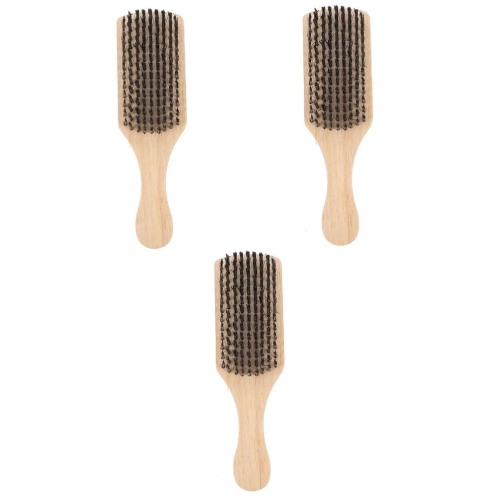 balacoo 3pcs Double-sided Beard Brush Boar Bristles Versatile Hair Brush for Men Exfoliates Skin Reduces Itch for Salon Home Grooming