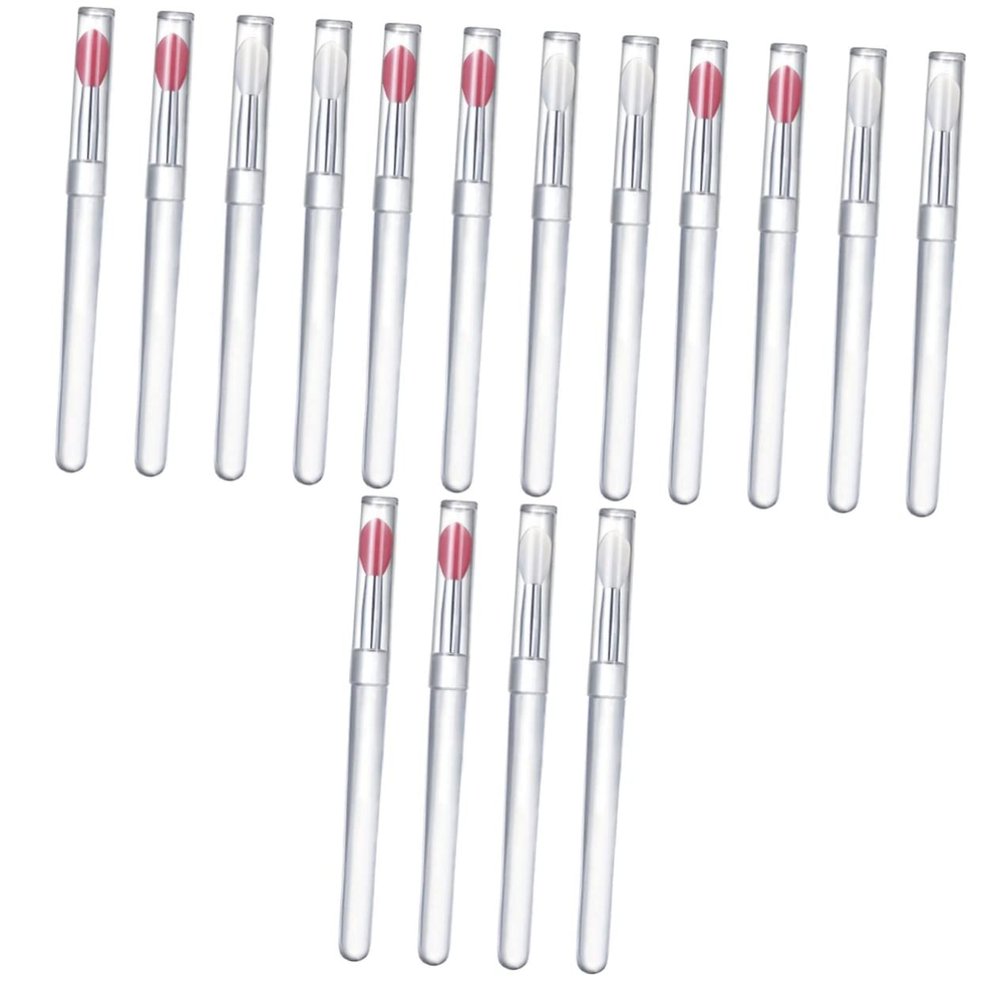 balacoo 16pcs Portable Lipstick Lids Silicone Lip Brush for Makeup for Lip Gloss Foundation for Daily Use