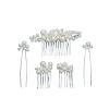 5Pcs Silver Color Gold Pearls Wedding Women Hair Combs Pins, For Bride Handmade Simulated Pearl Women Headpiece Party (Color : Silver) view 1