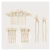 5Pcs Silver Color Gold Pearls Wedding Women Hair Combs Pins, For Bride Handmade Simulated Pearl Women Headpiece Party (Color : Silver) view 4