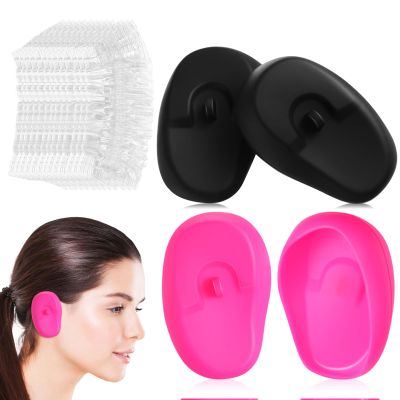 FRCOLOR 2 Pairs Silicone Ear Covers for Hair Dye and Shower Protection Transparent Universal Ear Caps with Elastic Opening Comfortable Protectors for Hair Salon and Home Use 3.07X1.77 Inches